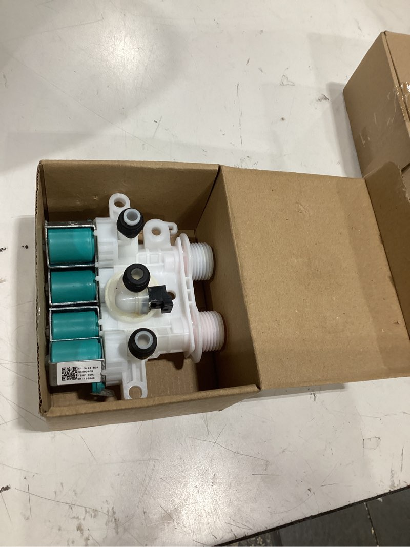 Condition photo showing Good Condition for w11165546 w11096267 washer water inlet valve replacement for whirl-pool kenmore maytag washing machine parts replaces 33090105,w1059942 w10599423 4 valve head types