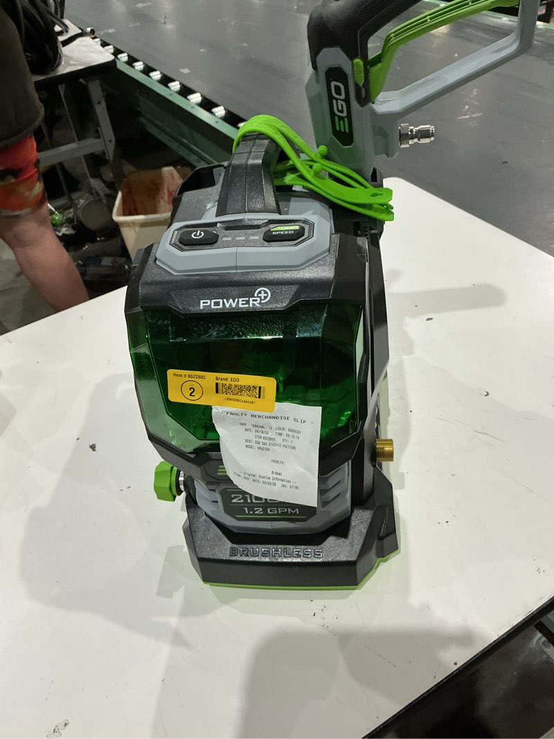 Condition photo showing As Is for ego power+ compact 2100-psi 1.2-gpm cold water battery pressure washer with 4 spray tips
