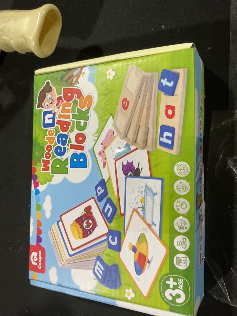 Condition photo showing As Is for Coogam Wooden Short Vowel Reading Letters Sorting Spelling Games, Site CVC Words Learning Flashcards
