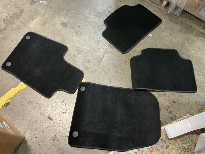 Condition photo showing As Is for floor mats compatible with 2003-2009 benz w211, e-class 4dr factory fitment car floor mats front & rear nylon by ikon motorsports, 2004 2005 2006 2007