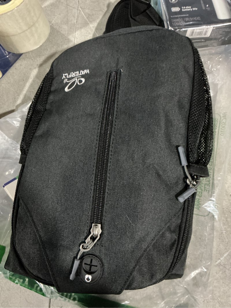 Condition photo showing Good Condition for waterfly crossbody sling backpack sling bag travel hiking chest bag daypack (black) black small