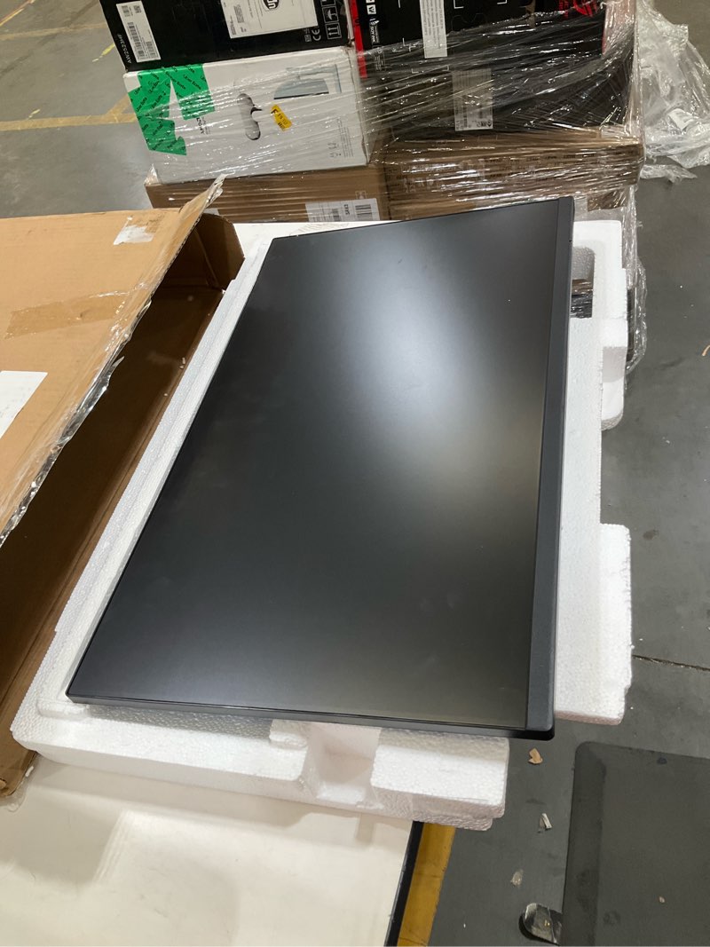 Condition photo showing As Is for incomplete, no power cord, amazon basics 24 inch (23.8 inch viewable) monitor, fhd 1080p, max 100hz, vesa compatible, built-in speakers, black 100hz 23.8 inch viewable