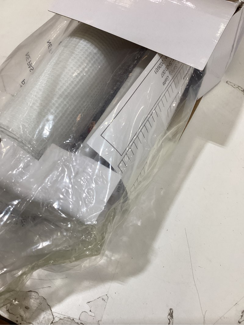 Condition photo showing Good Condition for 24 inches tall retractable dog gate for the house, short baby gates to step over, extends up to 55" wide, reinforced mesh puppy gate for doorways, step over pet gate for stairs, indoor/outdoor (white) white reinforced 24" tall x 55" wide
