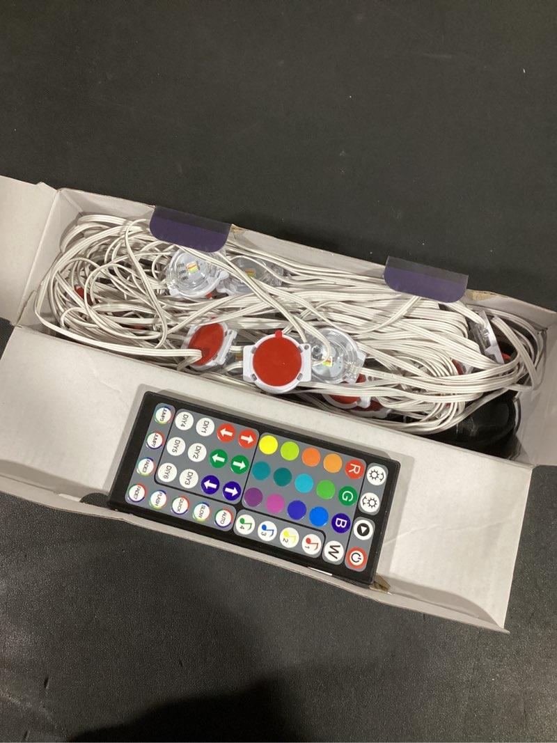 Condition photo showing As Is for INZIDOL 100FT/30M Permanent Outdoor Lights, IP67 Waterproof for House Roof, Holiday, Party, Daily Lighting, Smart RGB Outdoor Lights with Remote APP Control & DIY Scenes (100FT)