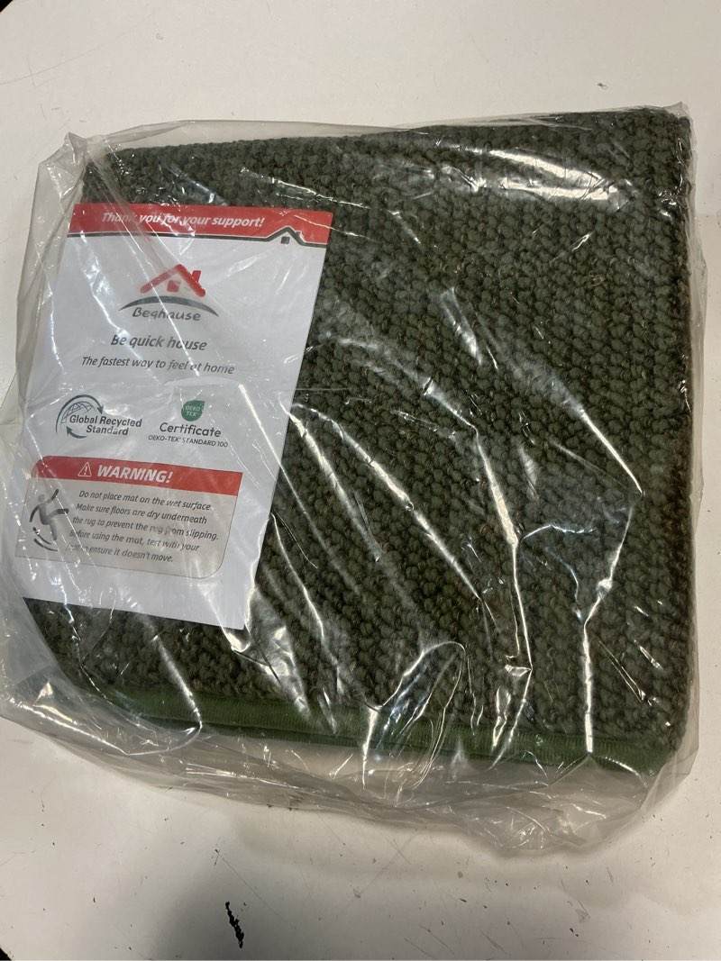Condition photo showing New/Like New for beqhause kitchen rugs and mats 2pcs, non-slip kitchen mats for floor, absorbent and stain resistant kitchen runner, machine washable rugs for kitchen, laundry & sink, 24"x36"+24"x60", green 24"x36"+24"x60" (rectangular) green