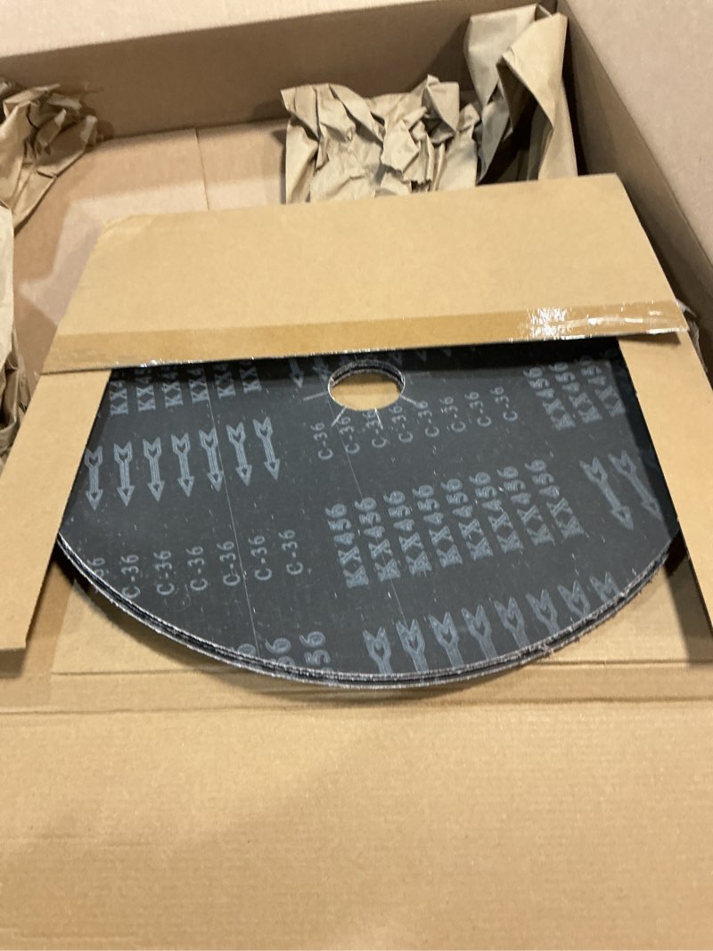 Condition photo showing Good Condition for HUAALIUCHE Floor Sanding Disc Cloth-Backed Silicon Carbide?17" x 2" Holes for Concrete, Stone, 16 Grit, 3-Pack 16 grit-3Pack