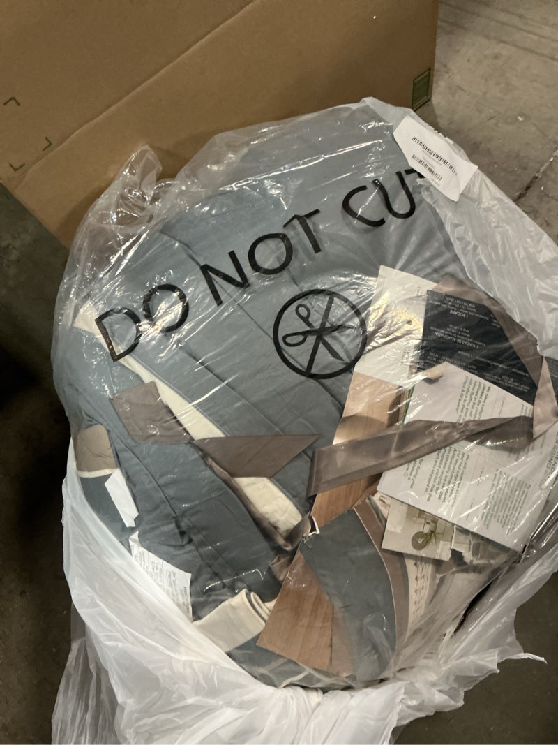 Condition photo showing As Is for Riverbrook Home Country Manor Comforter Set, King, Beren - Blue/Tan/Ivory, 7 Piece Set