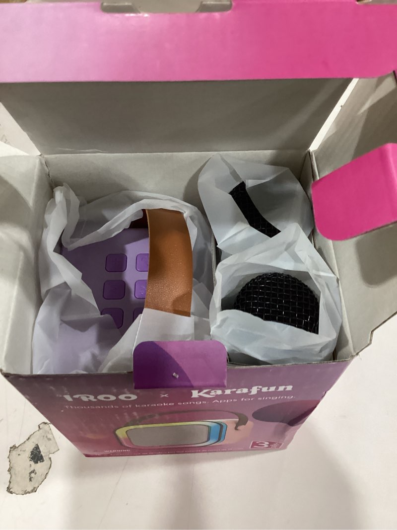 Condition photo showing New/Like New for kinglucky mini karaoke machine for kids, top birthday gift pick for girls ages 3, 4, 5, 6, 7, 8, 9, 10, 11, 12 years old, kids' personal video players accessories with 2 mics valentine kid gift purple cute purple