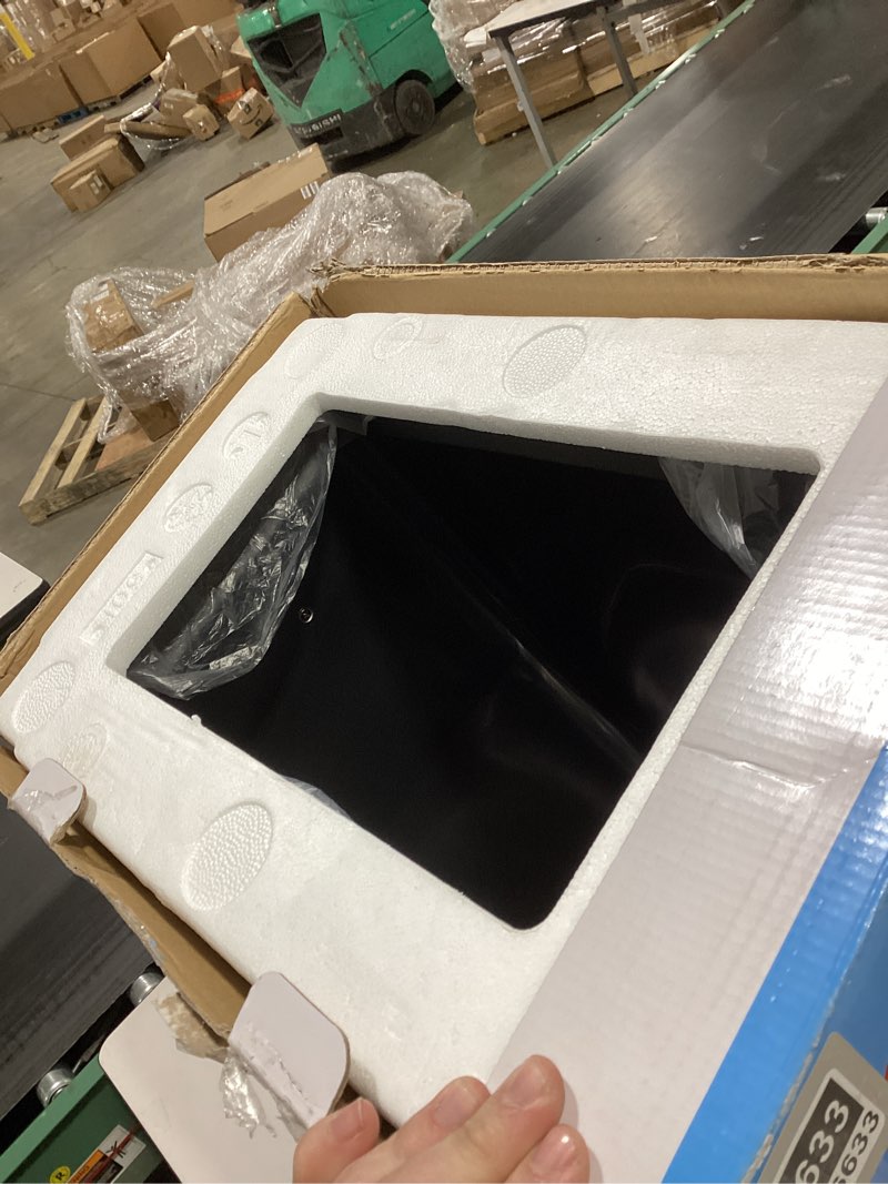 Condition photo showing New/Like New for Clorox 13 Gallon Trash Can - 50L Slim Open Top Garbage Bin for Commercial Spaces, Kitchen, Office - Narrow Rectangular Black Stainless Steel Body with Hinged Rim Protection Black 13 Gallon