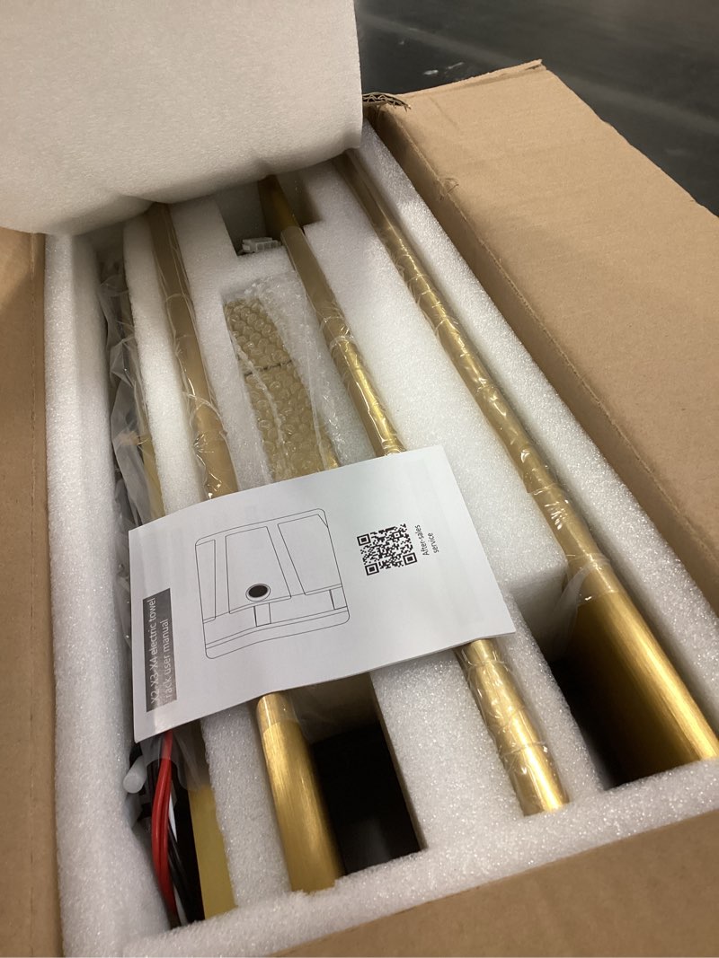 Condition photo showing Good Condition for P&Bhusri Electric Heated Towel Rack, Gold Towel Warmer with Adjustable Temperature (98–149°F) and Timer (1-24h, On), Fast Heating and Drying for Bathroom, Memory & Remote Control Compatible Gold 3 Panel