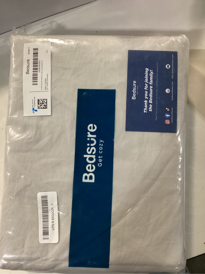 Condition photo showing New/Like New for bedsure 100% washed cotton duvet cover queen size - light grey minimalist bedding set linen like - purewoven plain simple & soft comforter cover for all seasons (queen, 90"x90") queen (90" x 90") 24 - light grey (no comforter)