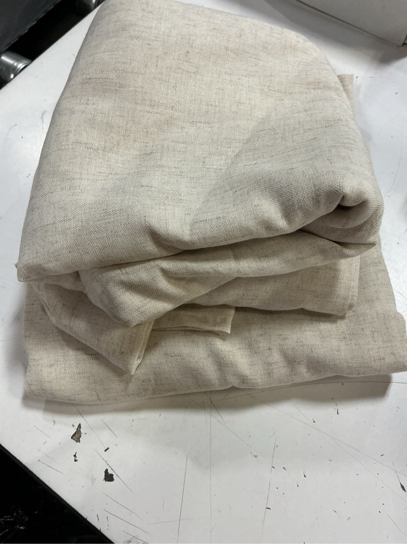 Condition photo showing Good Condition for nicetown natural linen curtains for bedroom, back tab & rod pocket with pleat tab privacy added curtains & drapes with light filtering window treatments for living room, w52 x l95, 2 panels natural 52"w x 95"l (pack of 2)
