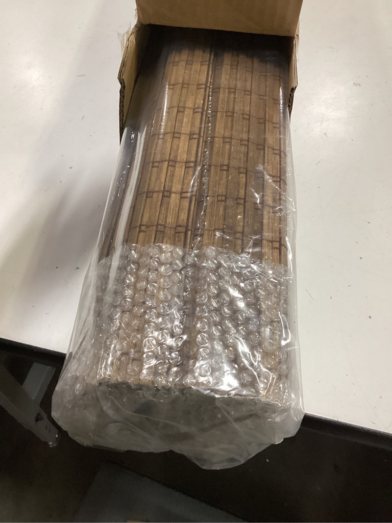 Condition photo showing New/Like New for cordless bamboo roman shades for windows, blinds size (27.5" w ×64" h) colour (highfield teak) highfield teak 27.5" w × 64" h