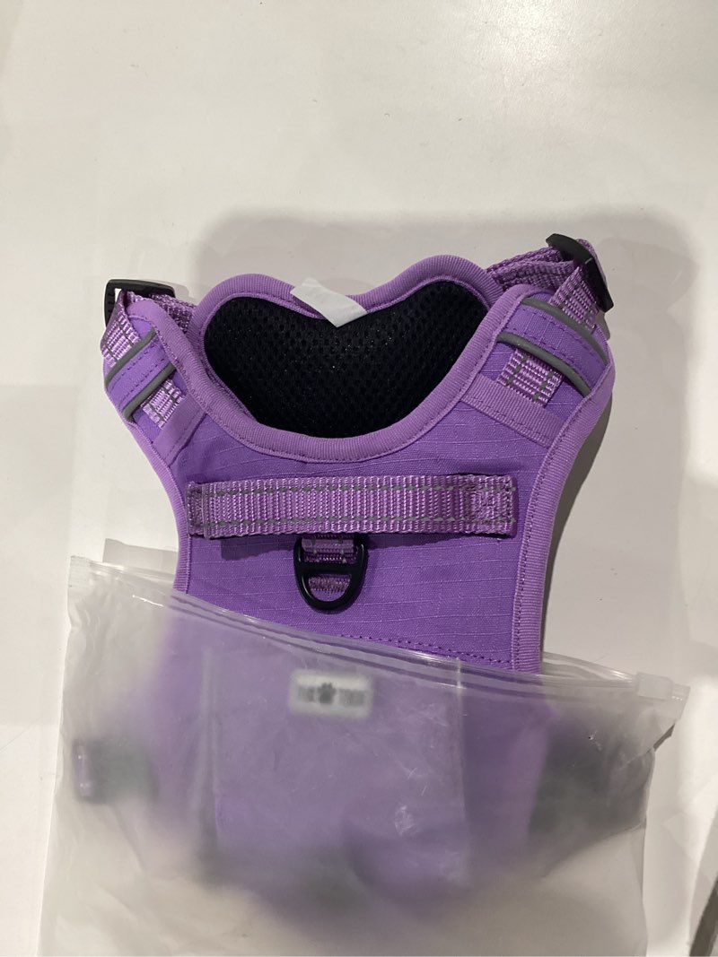 Condition photo showing Good Condition for No Pull Dog Harness Medium Sized Dog for Service, Easy Walk, Training - Adjustable Reflective Dog Vest with Handle Easy Control - No Choke Metal Buckled Pet Harnesses (Purple, Medium) Medium Purple