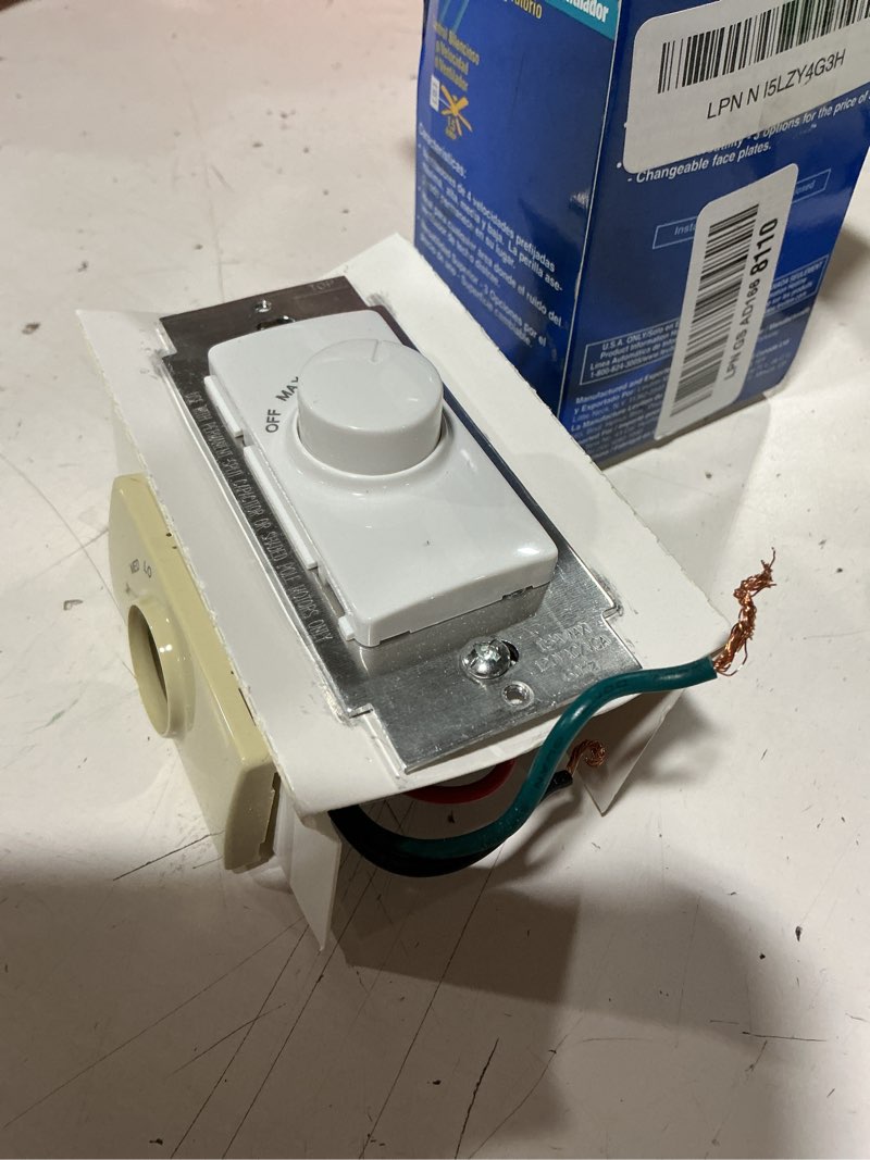 Condition photo showing Good Condition for leviton illumatech 1.5a quiet step rotary fan speed control, single pole, rtf01-10z, white/ivory/light almond