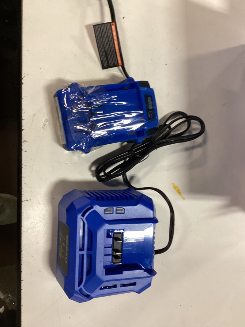 Condition photo showing As Is for kobalt 24-v 2-pack lithium-ion battery and charger (4 ah)