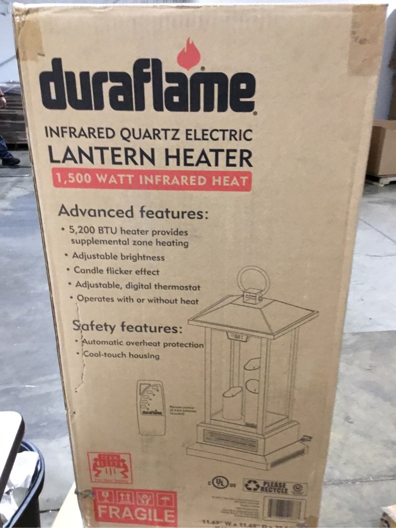 Condition photo showing Good Condition for Duraflame 28 in. Electric Lantern with Infrared Heat and Remote Control in Black
