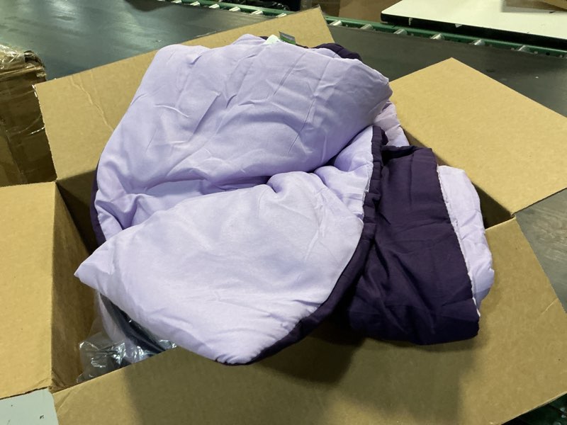 Condition photo showing Good Condition for muxhomo 1 piece oversized twin  comforter set, reversible bed in a bag oversized king size, all season bedding set with comforter, flat sheet, fitted sheet, pillowcases & shams, purple & lavender oversized
