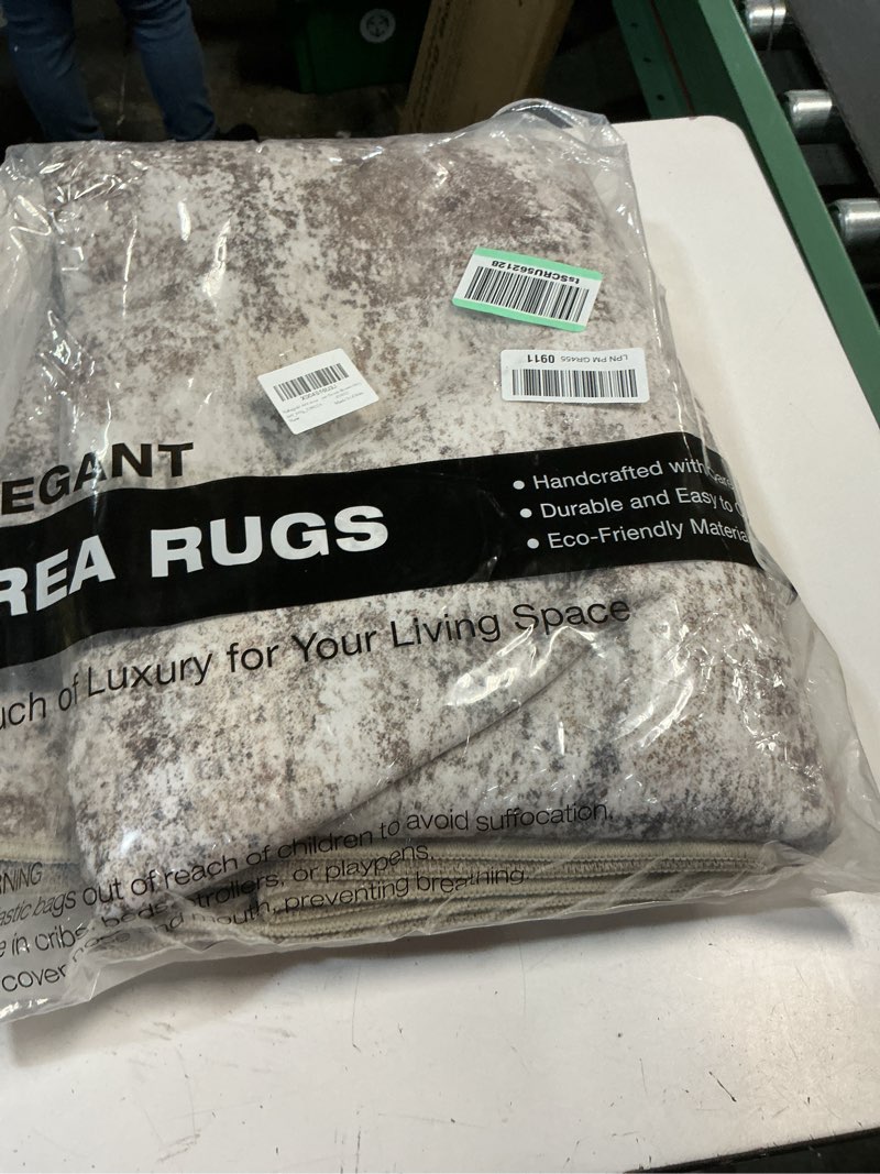 Condition photo showing Good Condition for nakagishi 6x9 area rugs living room: washable abstract large neutral soft rug stain resistant modern indoor floor non-slip carpet for bedroom nursery kids playroom office dining room dorm- brown grey brown grey 6' x 9' (rectangular)