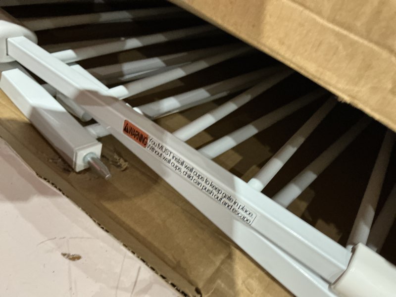 Condition photo showing As Is for allaibb extra wide pressure mount baby gate auto close white metal child dog pet safety gates with walk through for stairs,doorways,kitchen and living room suit for 57.48-62.20inch white 57.48-62.20"/146-158cm