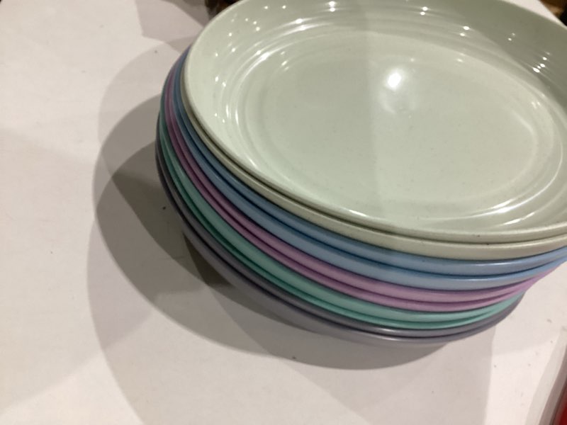 Condition photo showing Good Condition for incomlete solo 10 heycome 12 pcs unbreakable deep dessert plates set, 8 inch reusable plastic wheat straw plates, microwave and dishwasher safe plate for kitchen, lightweight plate for dessert, bpa free, 6 colors 6-light multicolor 8 inch