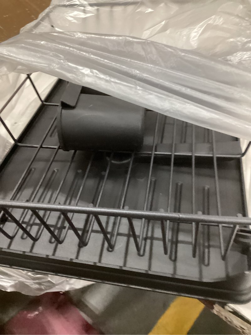 Condition photo showing Good Condition for kitsure dish drying rack for kitchen counter, stainless steel sink organization and storage essentials with cutlery holder, home and appartment decor, 12''w x 15.5''l, black black 12''w x 15.5''l - 1 tier