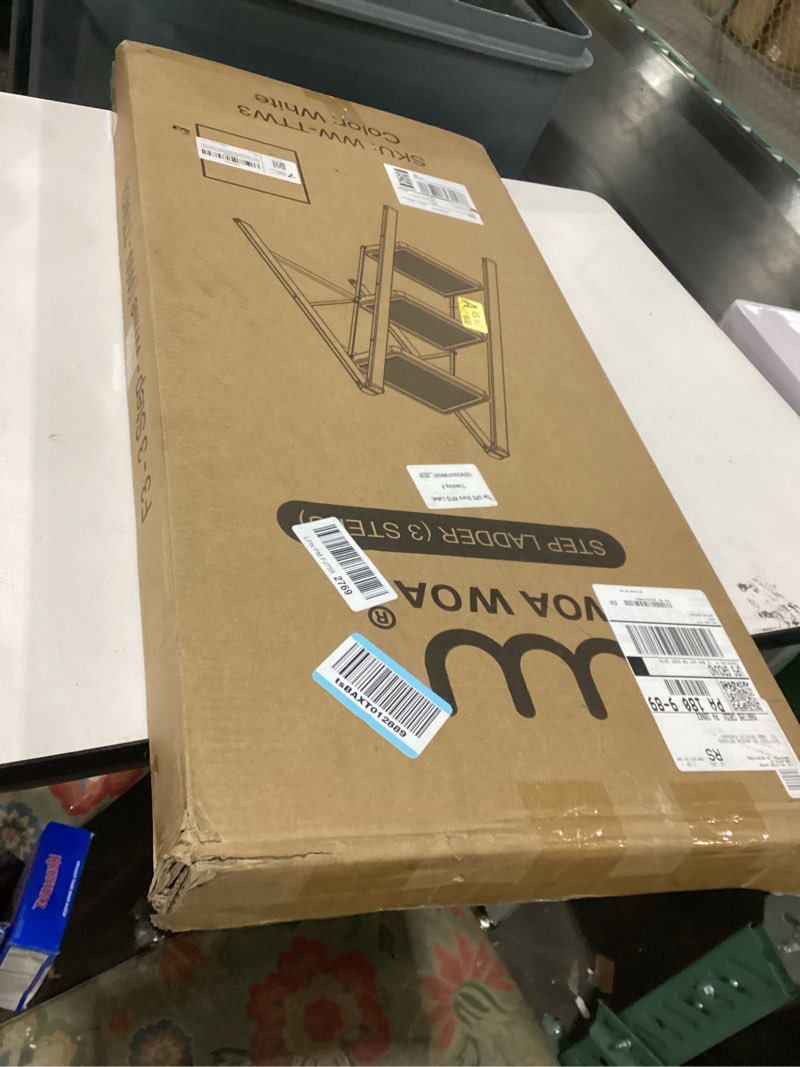 WOA WOA 3 Step Ladder, Folding Step Stool with Wide Pedals, Compact Stepping Stool for Kitchen, Stur