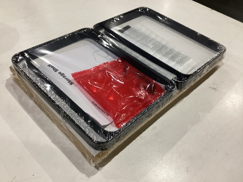 Condition photo showing Good Condition for songmics cabinet organizer shelf, set of 2 kitchen counter shelves, kitchen storage, spice rack, stackable, expandable, metal and engineered wood, ink black and natural beige ukcs02nb 11.7"w ink black + natural beige