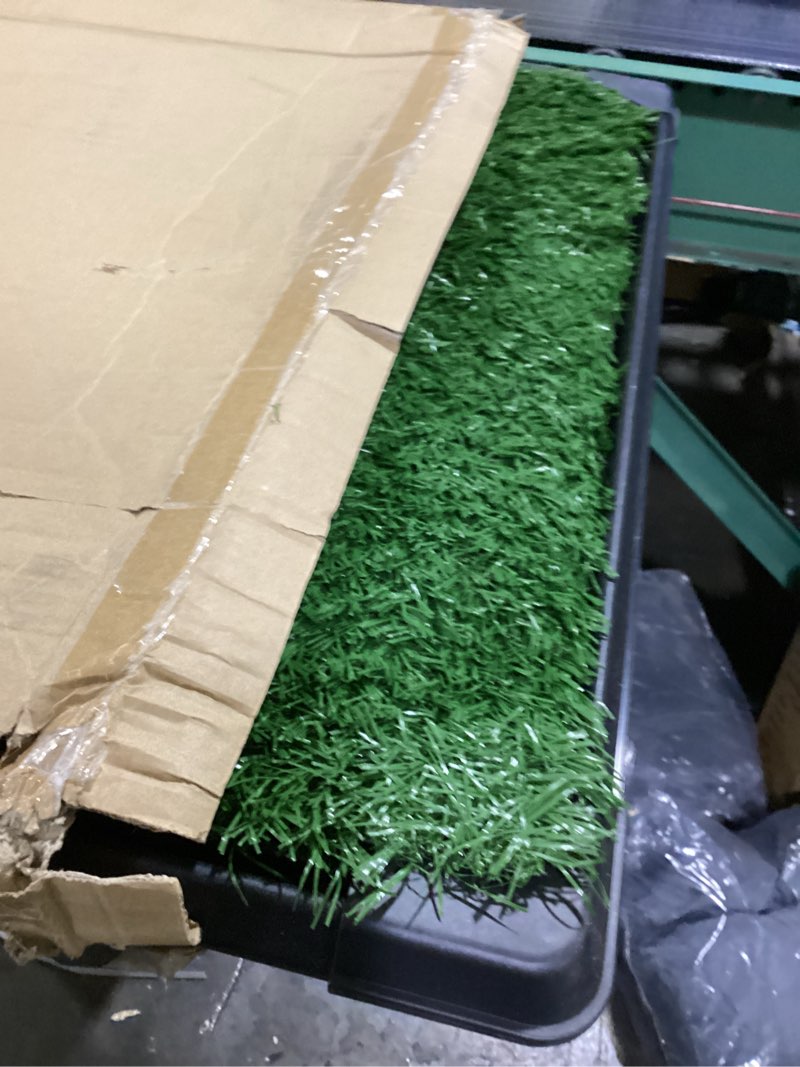 Condition photo showing Good Condition for artificial grass puppy pee pad for dogs and small pets - 41x27 inch, reusable 4-layer turf pads for dogs with tray - indoor and outdoor fake grass potty pet supplies by petmaker xxl 4-layer system