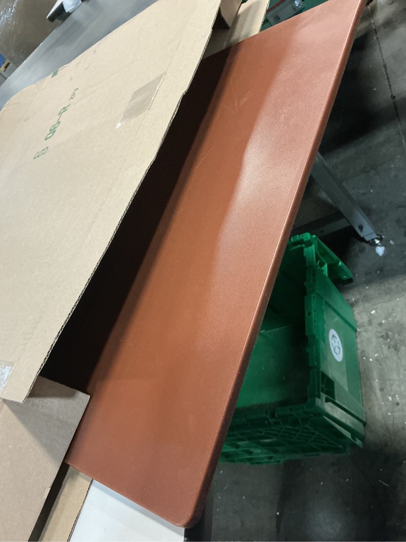 Condition photo showing As Is for winco 18"x24"x1/2" cutting board, brown 23.9"l x 17.9"w brown solid