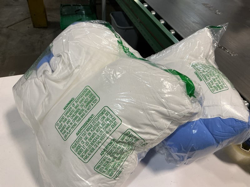 Condition photo showing As Is for Silky Soft Pillows Queen Size Set of 2, Luxury Hotel Down Alternative Bed Pillows 2 Pack for Side Back Stomach Sleepers, Gusseted Supportive, Machine Washable, Cooling Blue, 20" x 30" Queen (Pack of 2) Icy Blue 2