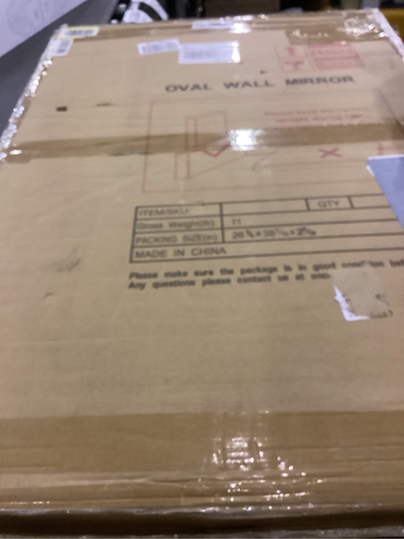 gold oval mirror, 24"x36" oval bathroom mirror, vanity mirror with brushed metal frame, wall mount mirrors decor for bathroom, bedroom, entryway, living room(hangs horizontally or vertically) 24"l x 36"w gold