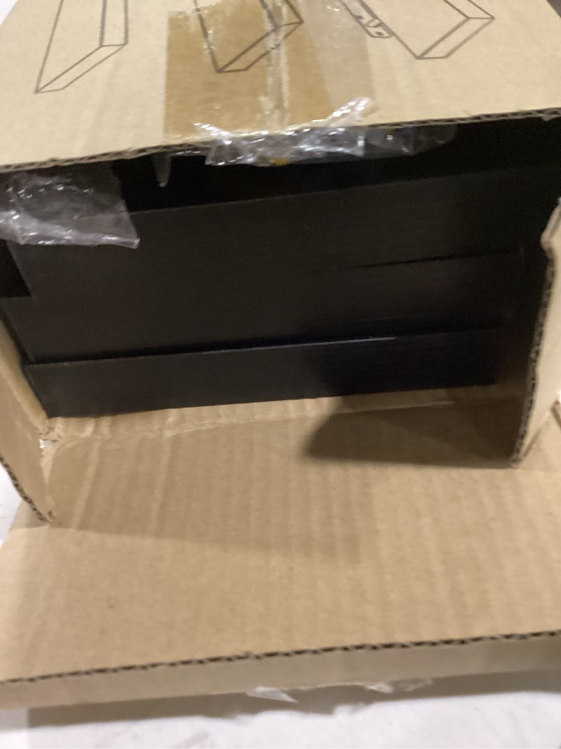 Condition photo showing As Is for BAYKA Floating Shelves for Wall, Wall Mounted Rustic Wood Shelves for Bathroom, Bedroom, Living Room, Kitchen, Hanging Shelf for Books/Storage/Room Decor with 22lbs Capacity (Black, Set of 3, 15.7in) A. Black - Universal Classic Style 3 15.7inches