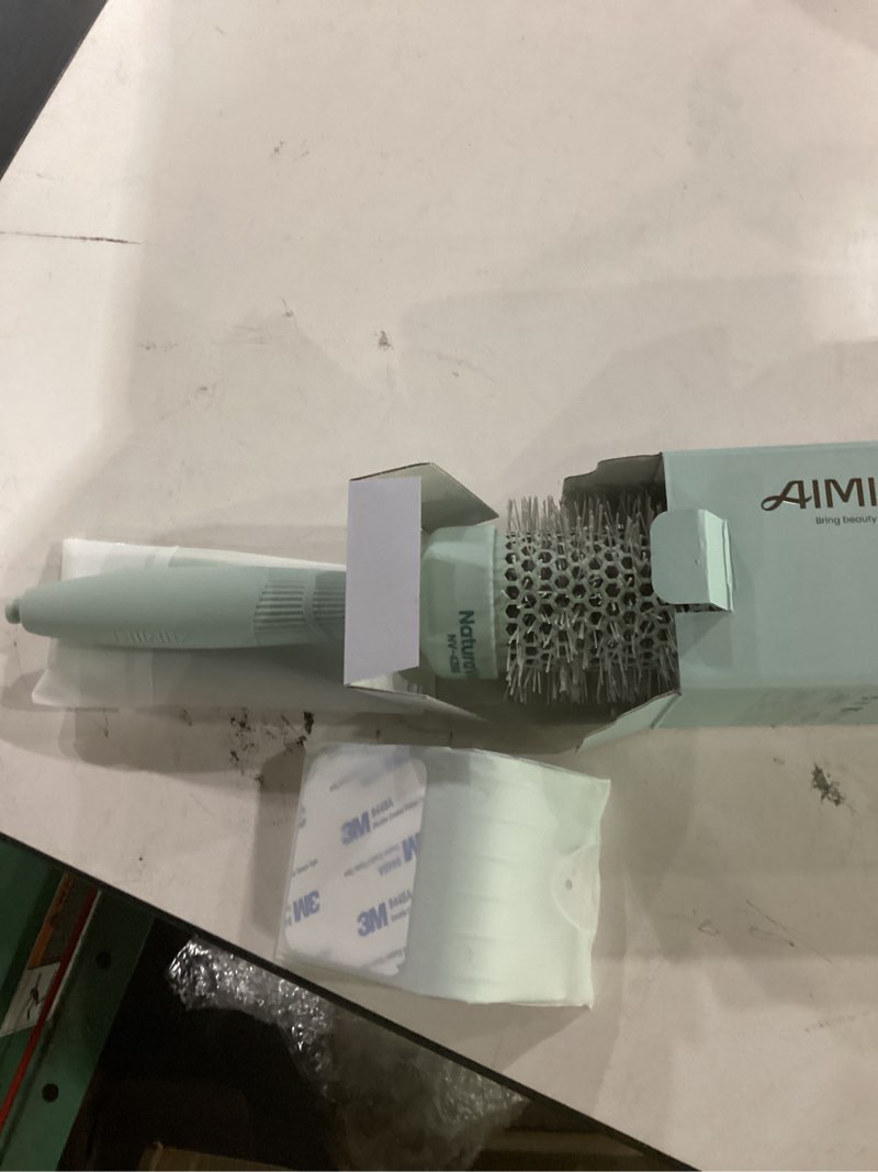 Condition photo showing New/Like New for (not tested)aimike naturavol round brush for blow out, round hair brush nano thermal ceramic & ionic tech, for blow drying & salon-like styling at-home, maximum volume shine - 1.7” barrel, 2.5” w/bristle 1.7\" barrel
