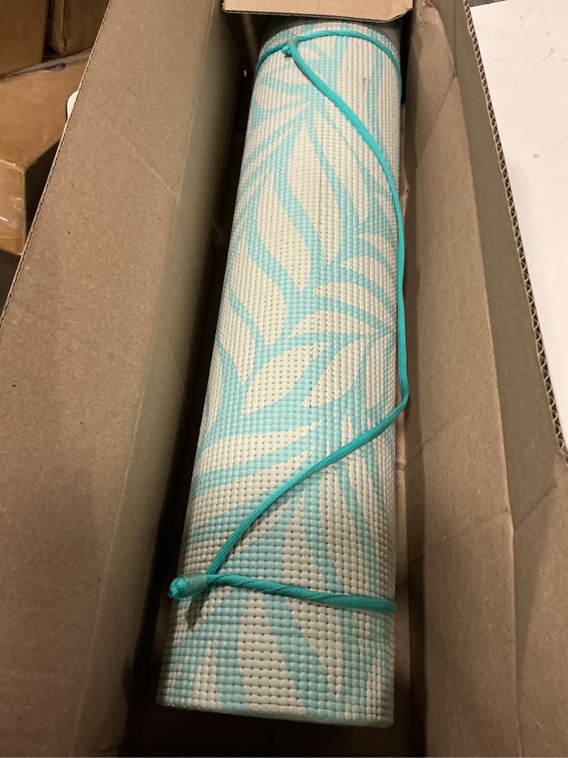 Condition photo showing As Is for retrospec solana yoga mat 1" thick with nylon strap for men & women - non slip exercise mat for home yoga, pilates, stretching, floor & fitness workouts