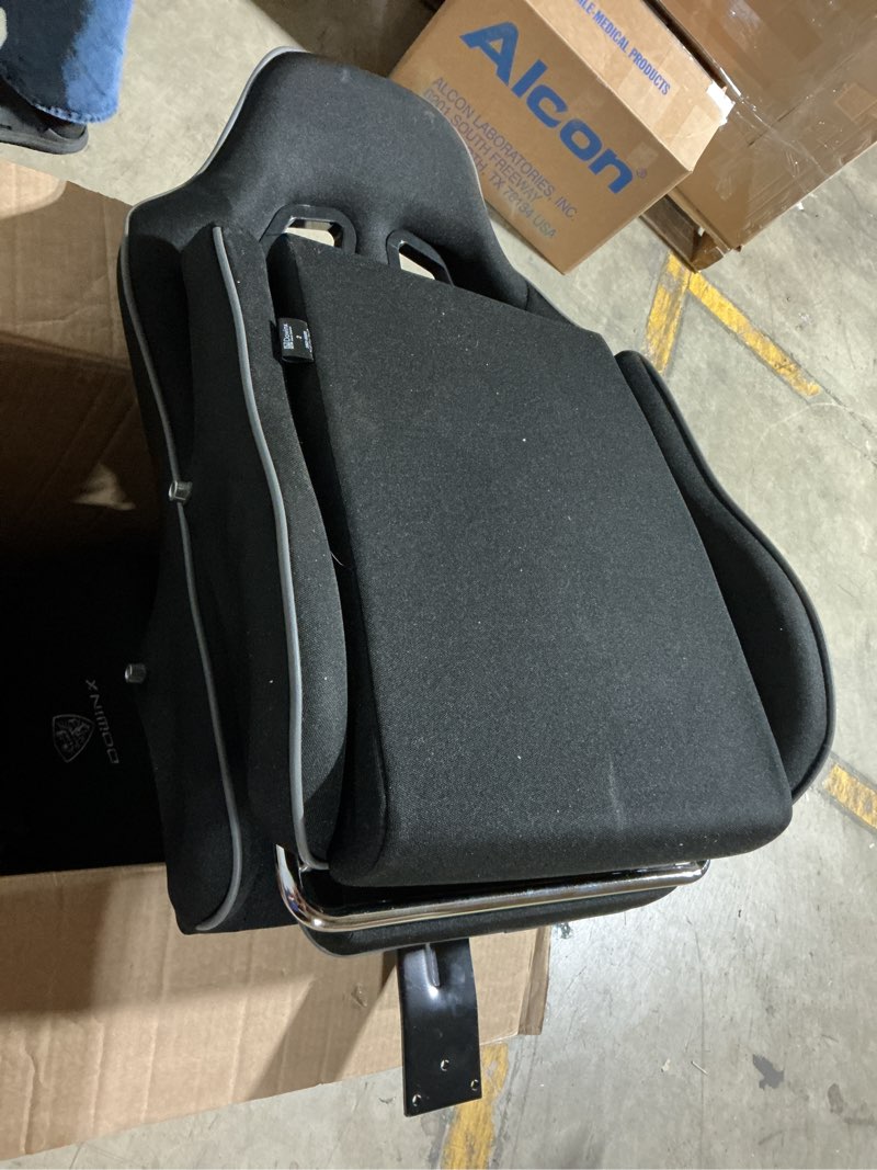 Condition photo showing As Is for dowinx gaming chair fabric with pocket spring cushion, massage game chair cloth with headrest, ergonomic computer chair with footrest 290lbs, black black standard