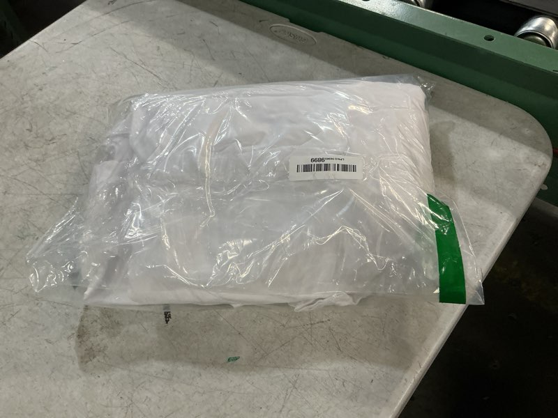 Condition photo showing Good Condition for bed skirt queen size ruffled bed skirt with split corners, 14 inch drop dust ruffle bed skirt with platform, white white 14''queen