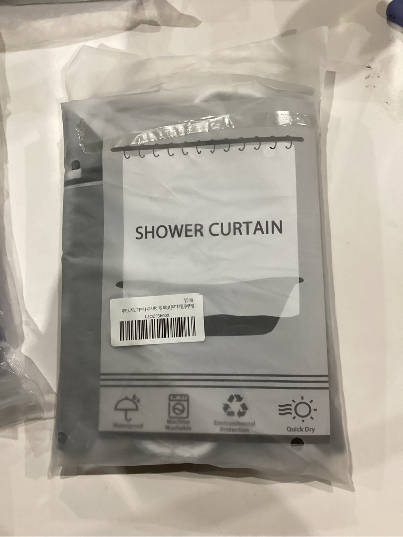 Condition photo showing New/Like New for Black and White Shower Curtain, Modern White Stripes Shower Curtain for Bathroom Waterproof Polyester Fabric Geometric Shower Curtain Set with Hooks, 72x72 Inch Black 72"W x 72"L (Pack of 1)