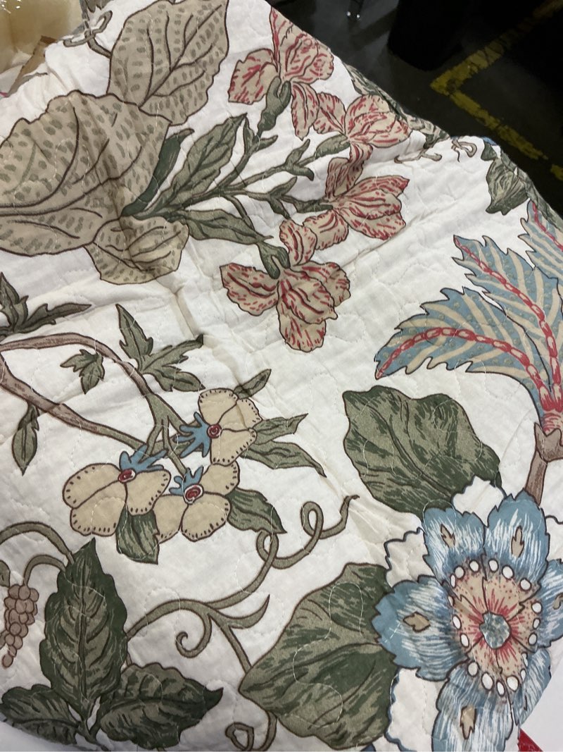 Condition photo showing Good Condition for Lush Decor Sydney Floral Comforter Set, 7 Piece Set, Full/Queen, Green & Blue - Elegant & Colorful Floral Bedding Set with Euro Shams & Throw Pillows - Vintage & Country Cottage Bedroom Decor