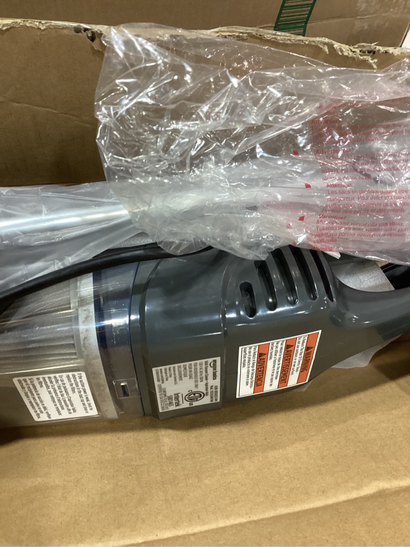 Condition photo showing As Is for Amazon Basics 2-in-1 Corded Stick Vacuum Cleaner, Convertible to Handheld, Lightweight (3.9 LBS), with Washable Filter, Crevice Tools, 0.5L Dust Cup, 19.7-Ft Cord, 300W, Black Vacuum Cleaner Only