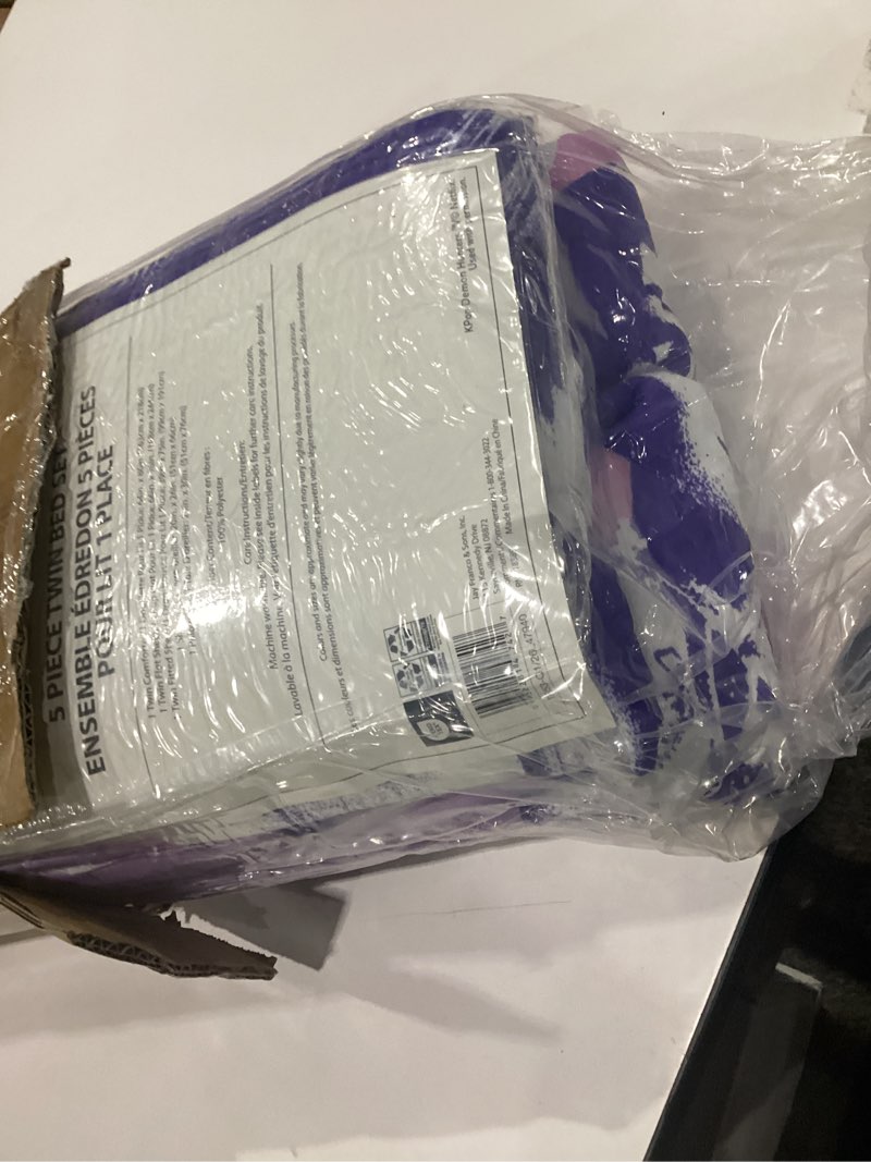 Condition photo showing New/Like New for jay franco kids comforter set includes sheets and pillow covers - soft and cozy bed set for stylish room decor, official licensed bedding, purple - kpop demon hunters, 5 piece twin 5 piece twin purple - kpop demon hunters