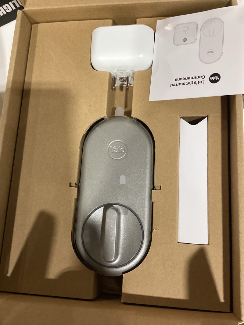Condition photo showing As Is for yale approach smart wi-fi deadbolt retrofit smart lock, unlimited virtual keys, app remote control, keyless entry - silver