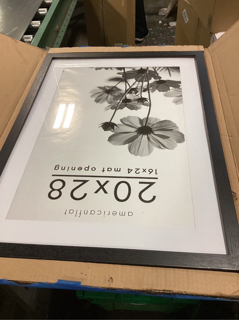 Condition photo showing New/Like New for Americanflat 20x28 Picture Frame with Polished Plexiglass - Use as 16x24 Frame with Mat or Display 20x28 Photo Without Mat - Hudson Collection - Wide Picture Frames for Wall Display - Black Black 20x28