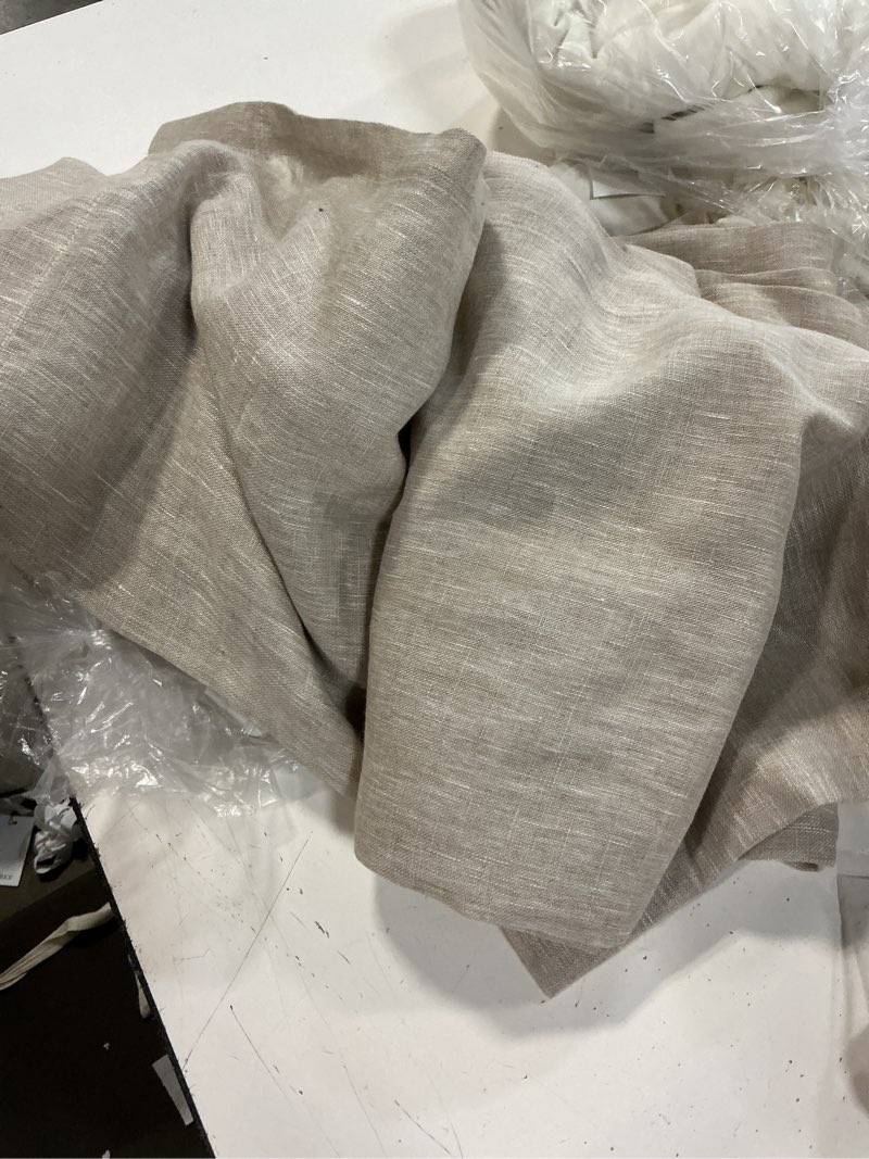 Condition photo showing Good Condition for european linen sheer curtain set, 48x108, flax