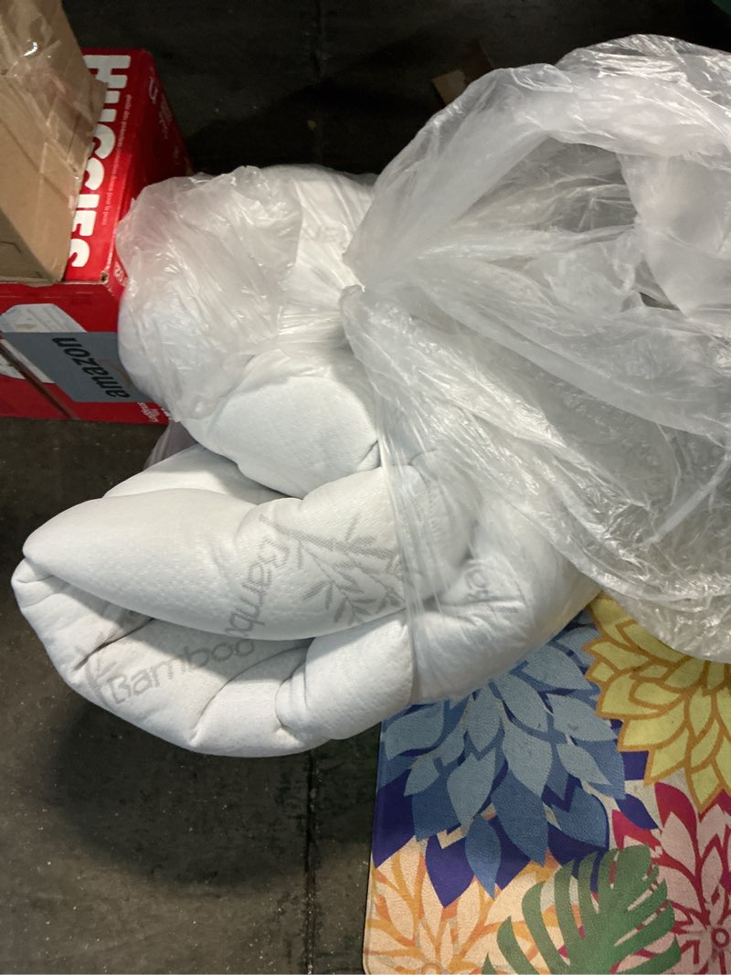 Condition photo showing As Is for Premium 100% Waterproof Twin Mattress Topper, Breathable Mattress Pad, Rayon from Bambo Bed Protector, Deep Pocket Sheet Cover 8"-21" Twin White