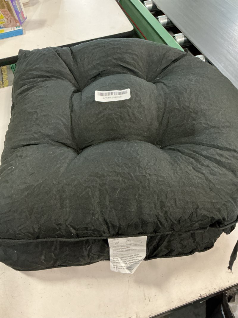 Condition photo showing Good Condition for danghoogy patio chair cushions set of 2 for outdoor funiture,weather and fade resistant outdoor chair pads, 19"x19" tufted memory foam patio seat cushion (2, black) black 2 pack