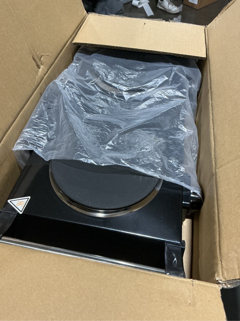 Condition photo showing As Is for electric countertop double burner, 2000w cooktop with cast iron hot plate & stay cool handles, 5 level temperature control, easy to clean, indicator lights, cooking stove for office home camping rv