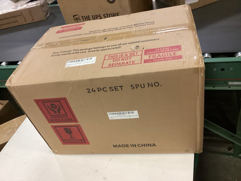 Condition photo showing New/Like New for GBHOME 24 Pieces Double Bowls Ceramic Dinnerware Sets for 6, Stoneware Plates and Bowls Set with Reactive Glaze, Scratch Resistant Stoneware Dishes Set, Dishwasher & Microwave Safe Space Blue Service for 6(24Pcs-Double bowl)