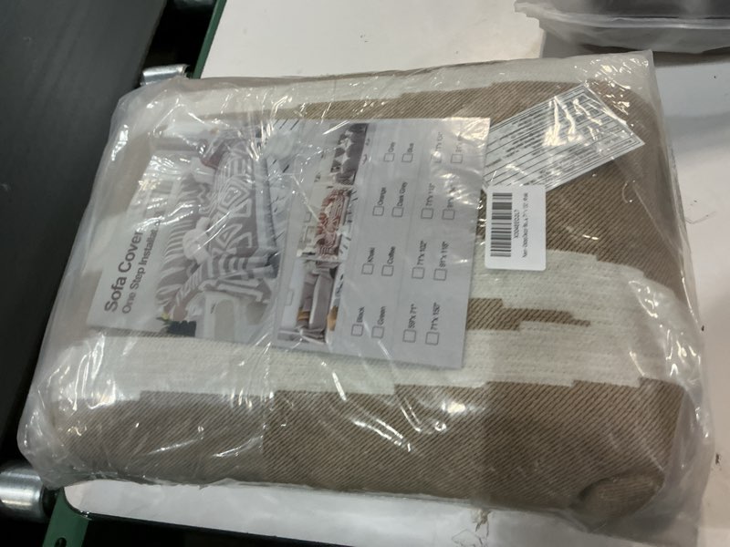 Condition photo showing New/Like New for OstepDecor Boho Couch Cover, Khaki Sofa Covers Washable, Sectional Couch Covers for Sofa L Shape, Chenille Sofa Blanket Cover, Non-Slip Sofa Slipcovers for Dogs, Pets, 71" x 150" Bohemia Khaki 71" x 150"