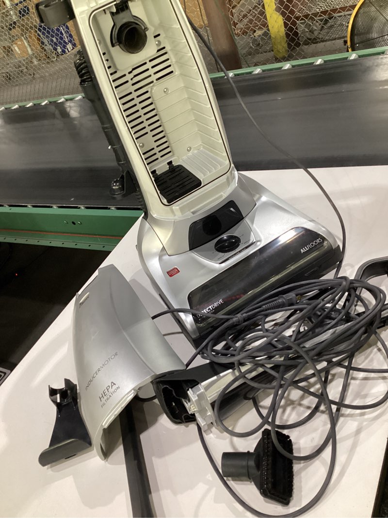 Condition photo showing As Is for Kenmore Elite 31150 Beltless Pet Friendly Bagged Upright Vacuum  22.62lbs - Silver, USED, NOT TESTED, BROKEN CANISTER